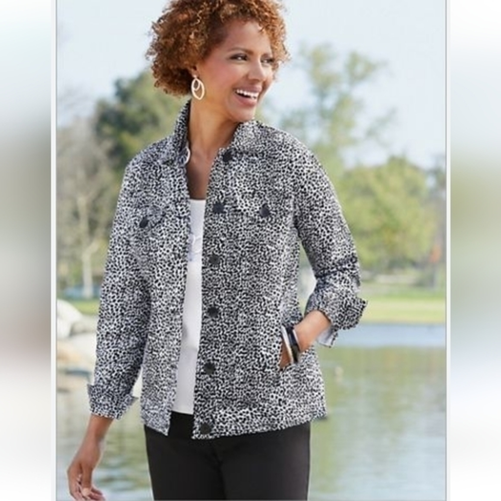 Women's Black and White Jean Jacket